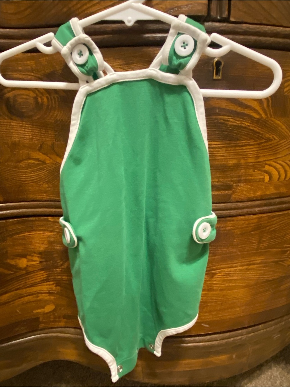 The Beaufort Bonnet Company Green Romper with White Trim
